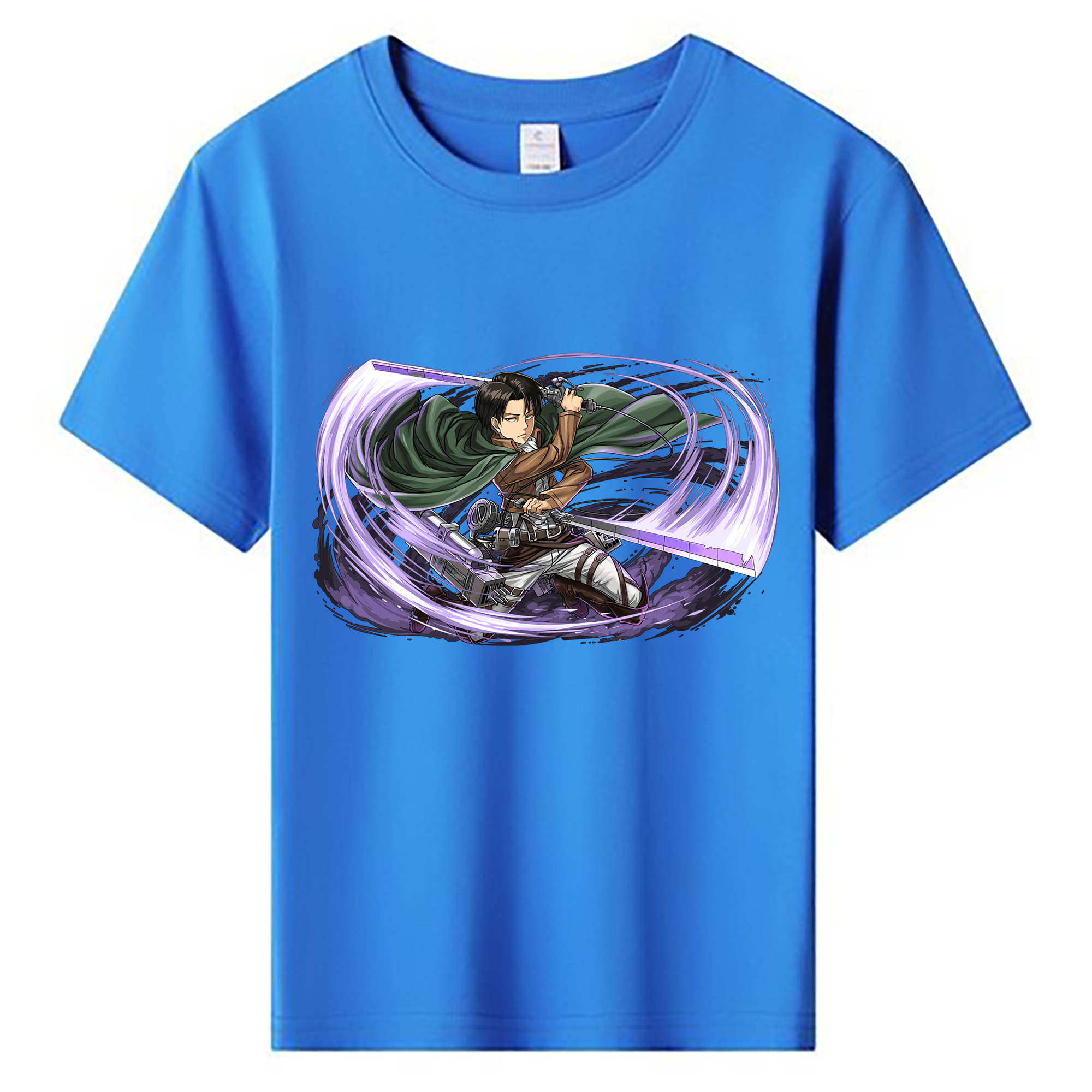（画像用） 進撃の巨人 リヴァイ·アッカーマン Attack on Titan Levi Ackerman 綿100％キッズTシャツ（フロントプリント）